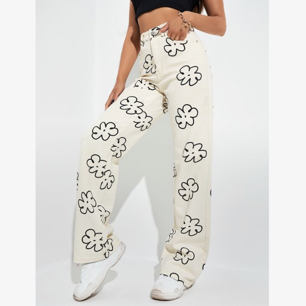 All Over Floral Print Jeans